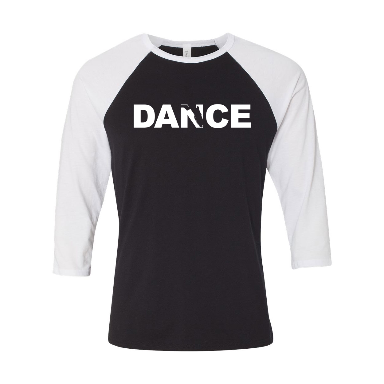 Dance Florida Classic Raglan Shirt Black/White (White Logo)