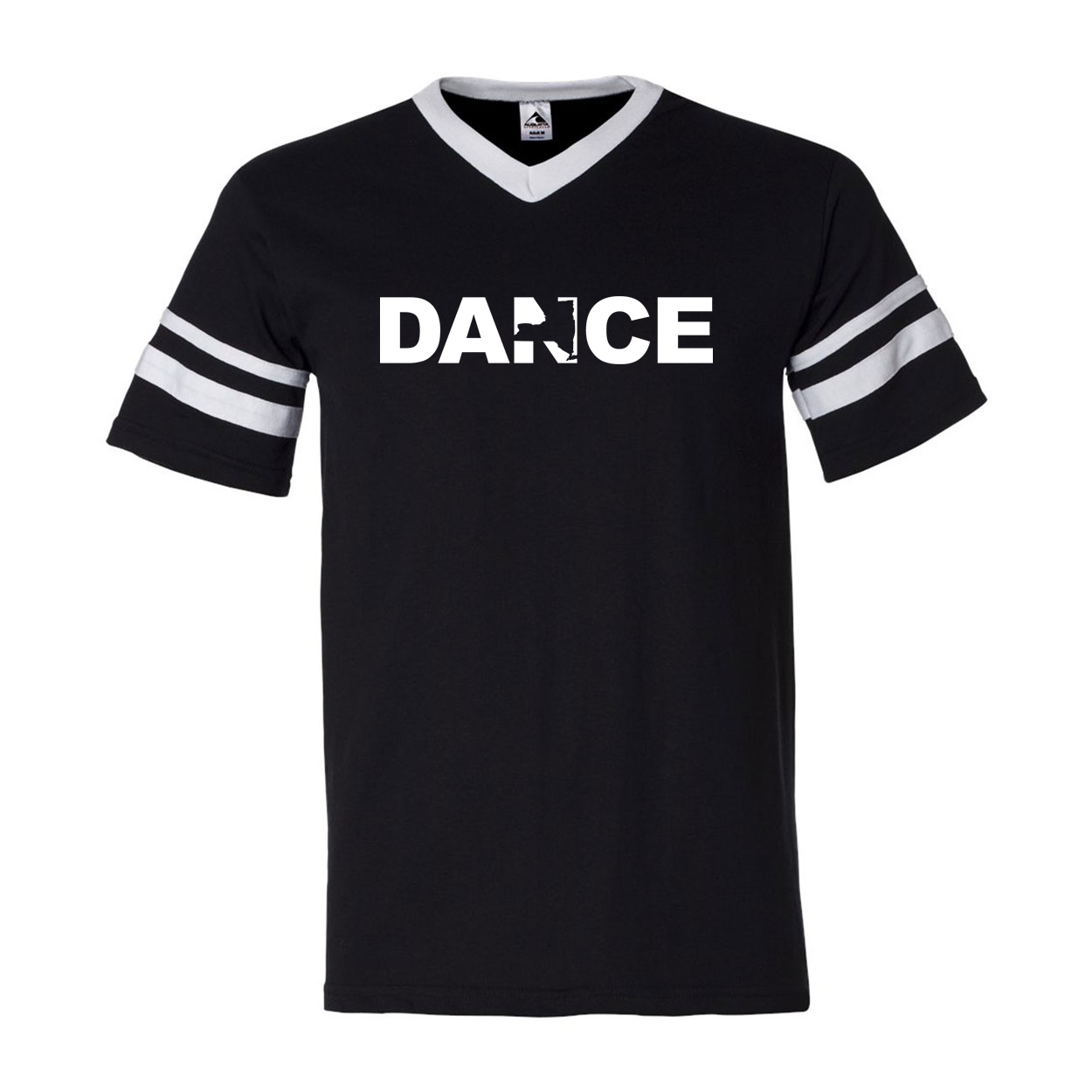 Dance New York Classic Premium Striped Jersey T-Shirt Black/White (White Logo)