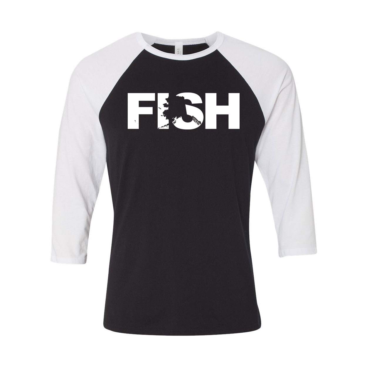 Fish Alaska Classic Raglan Shirt Black/White (White Logo)