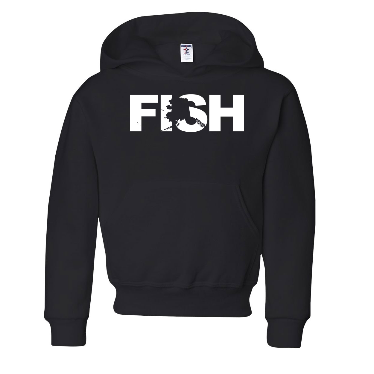 Fish Alaska Classic Youth Sweatshirt Black (White Logo)