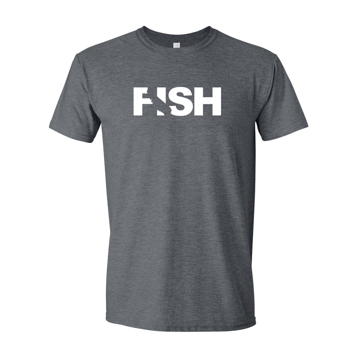 Fish California Classic T-Shirt Dark Heather Gray (White Logo)