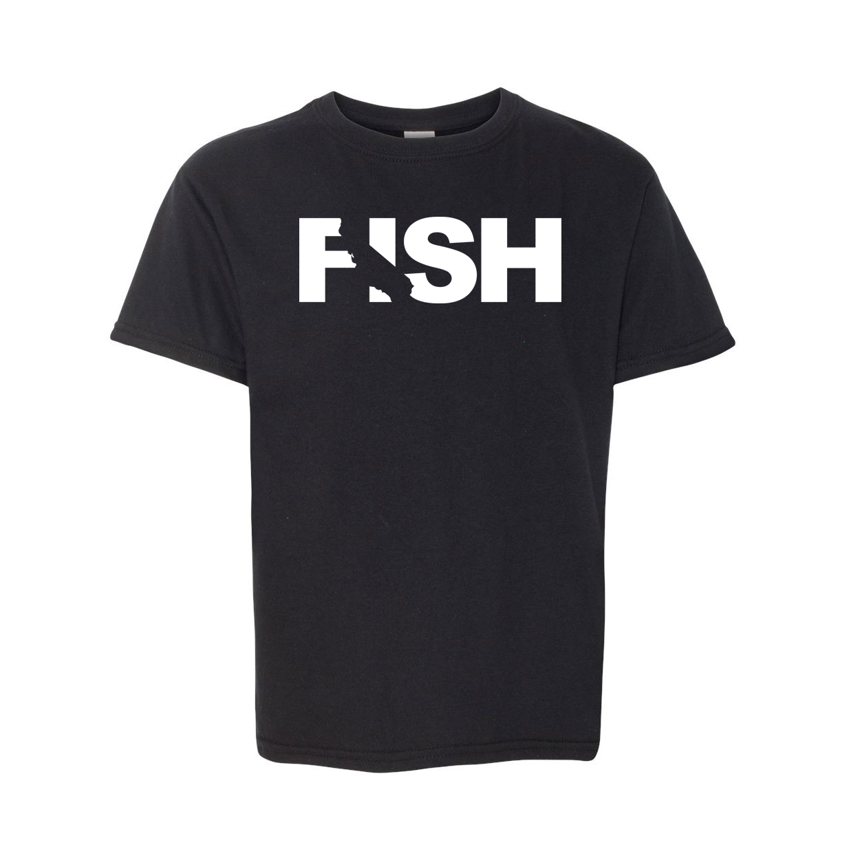 Fish California Classic Youth T-Shirt Black (White Logo)