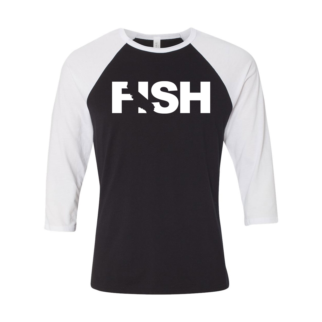 Fish California Classic Raglan Shirt Black/White (White Logo)