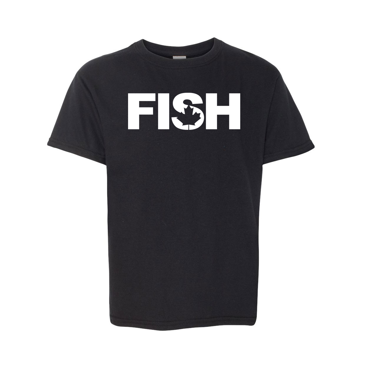 Fish Canada Classic Youth T-Shirt Black (White Logo)