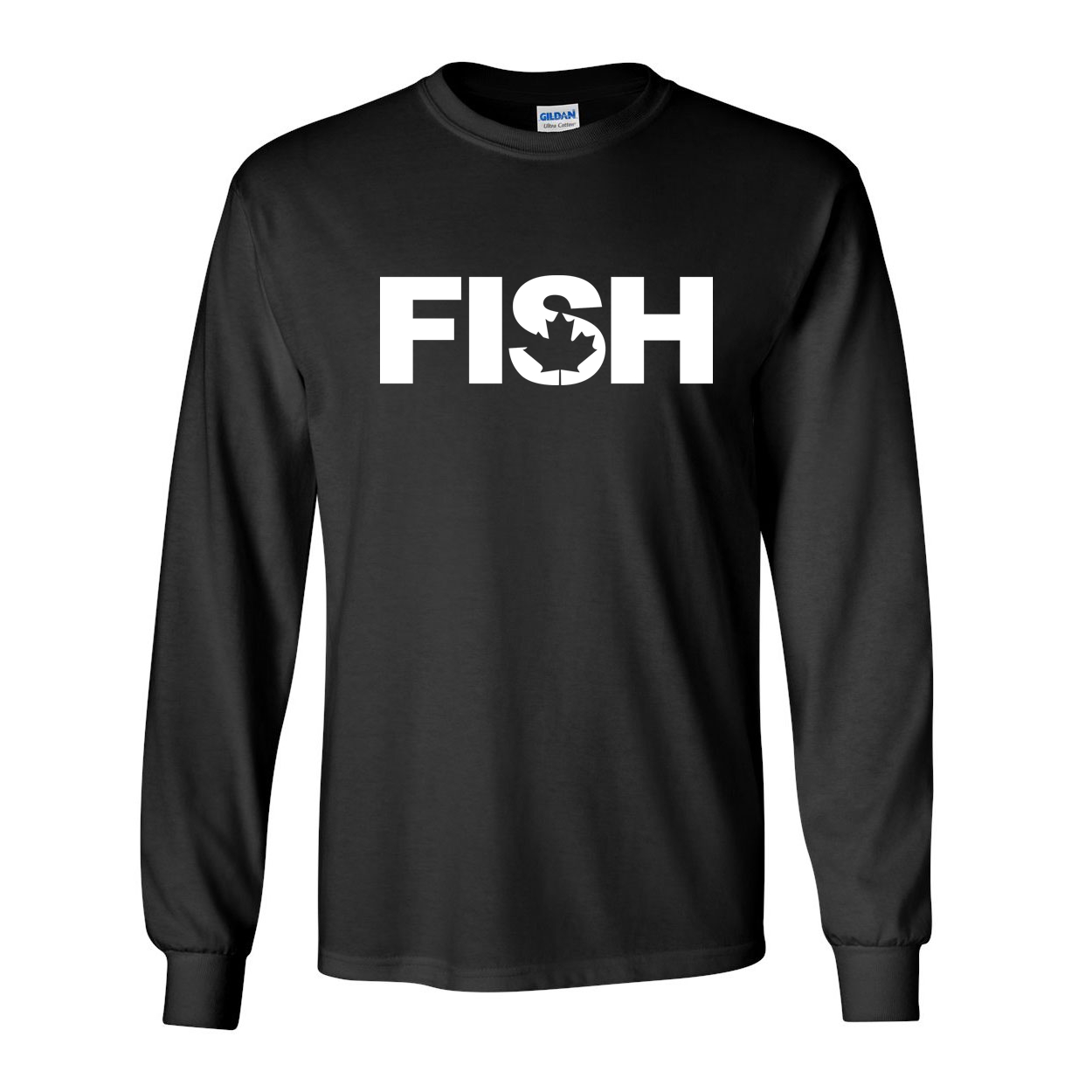 Fish Canada Classic Long Sleeve T-Shirt Black (White Logo)