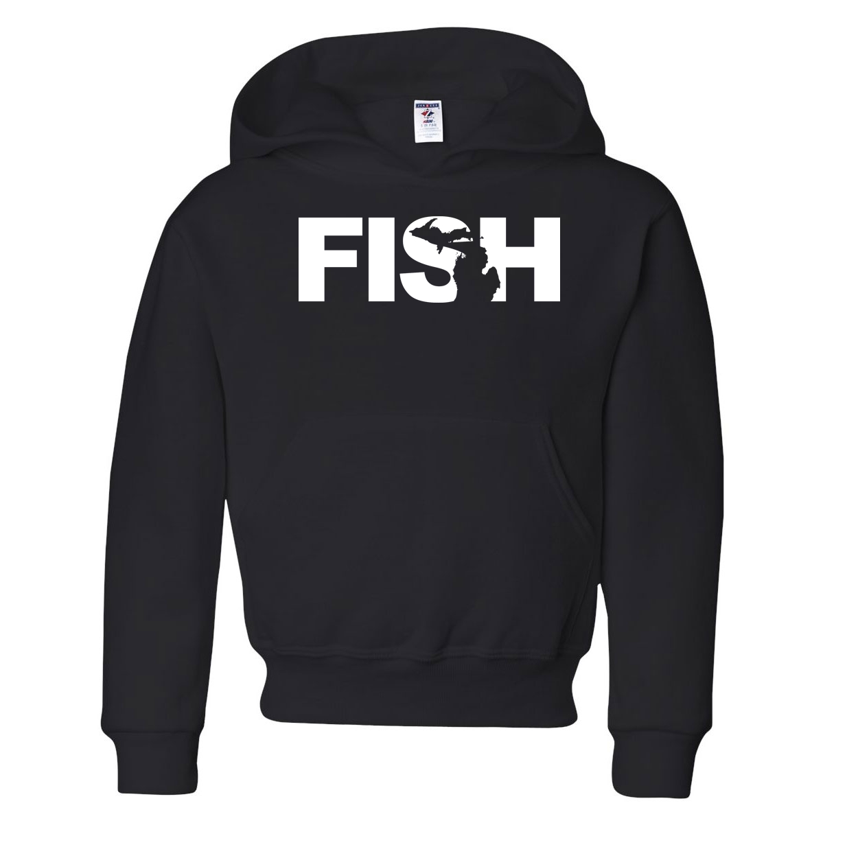 Fish Michigan Classic Youth Sweatshirt Black (White Logo)