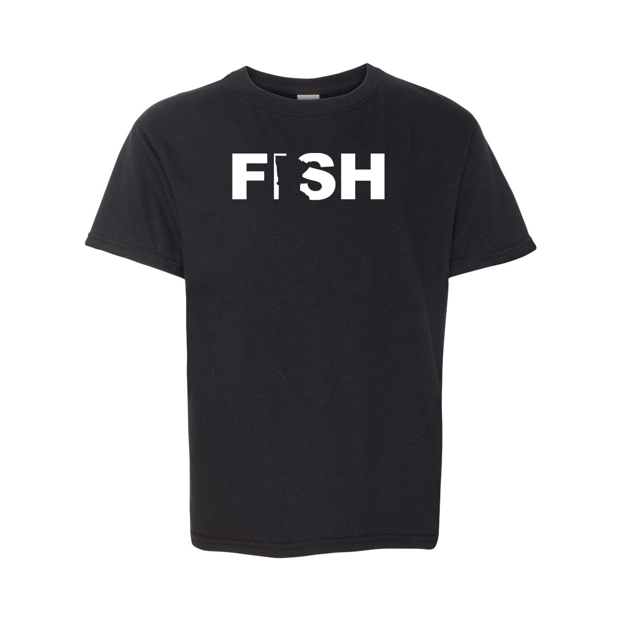 Fish Minnesota Classic Youth T-Shirt Black (White Logo)