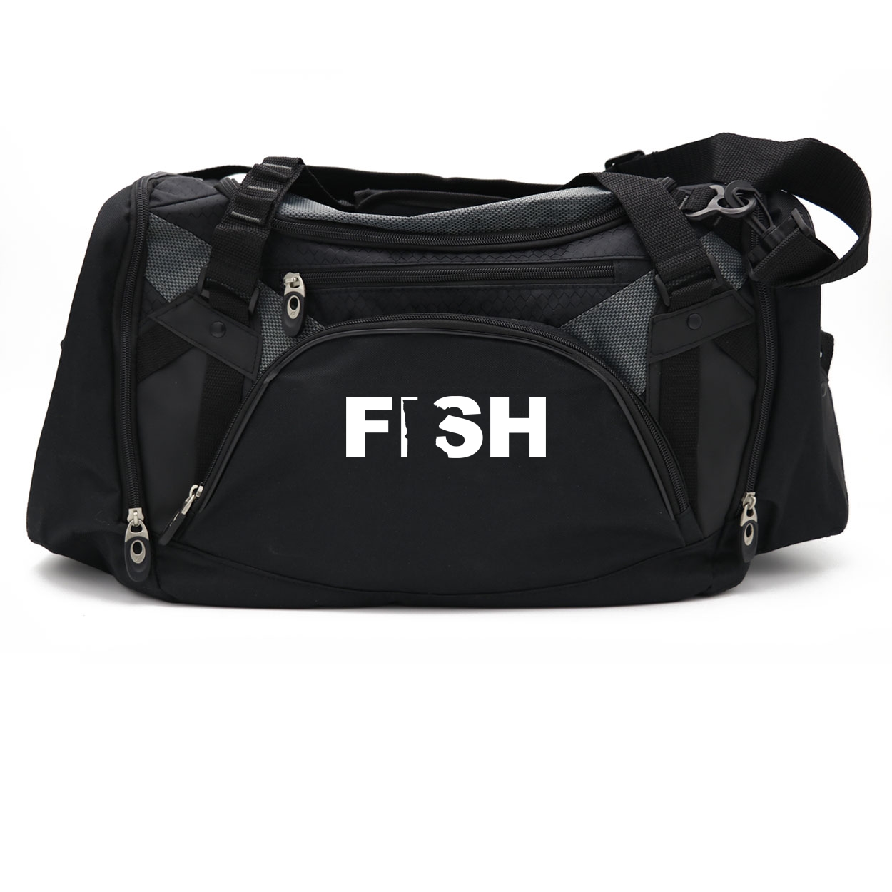 Fish Minnesota Classic Pro Duffel Bag Black/Gray (White Logo)
