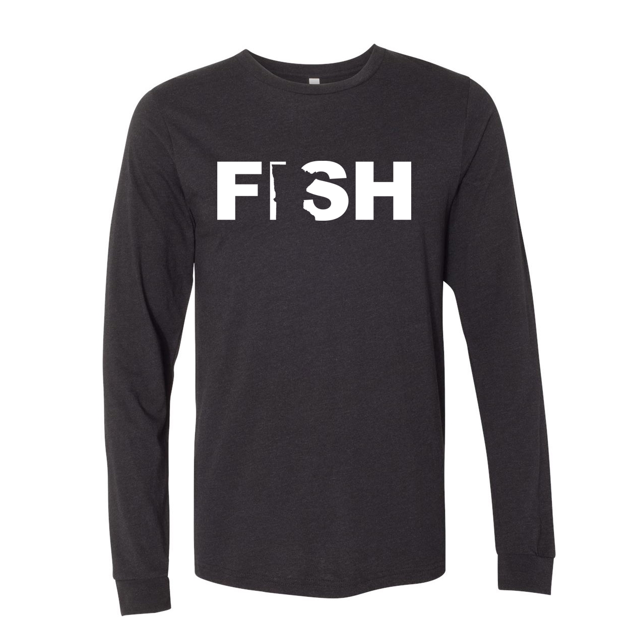 Fish Minnesota Classic Premium Long Sleeve T-Shirt Black (White Logo)