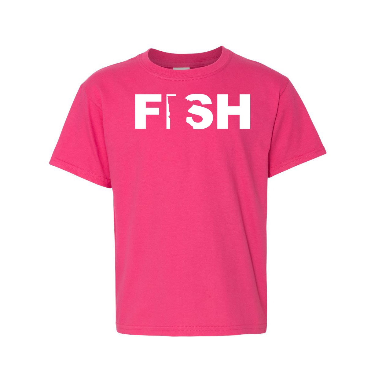 Fish Minnesota Classic Youth T-Shirt Pink (White Logo)