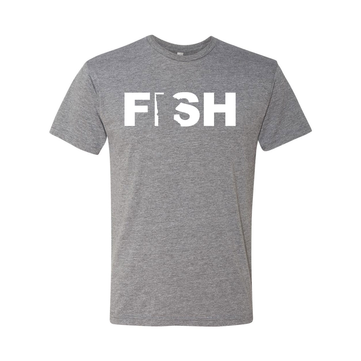 Fish Minnesota Classic Premium Tri-Blend T-Shirt Heather Sport Gray (White Logo)