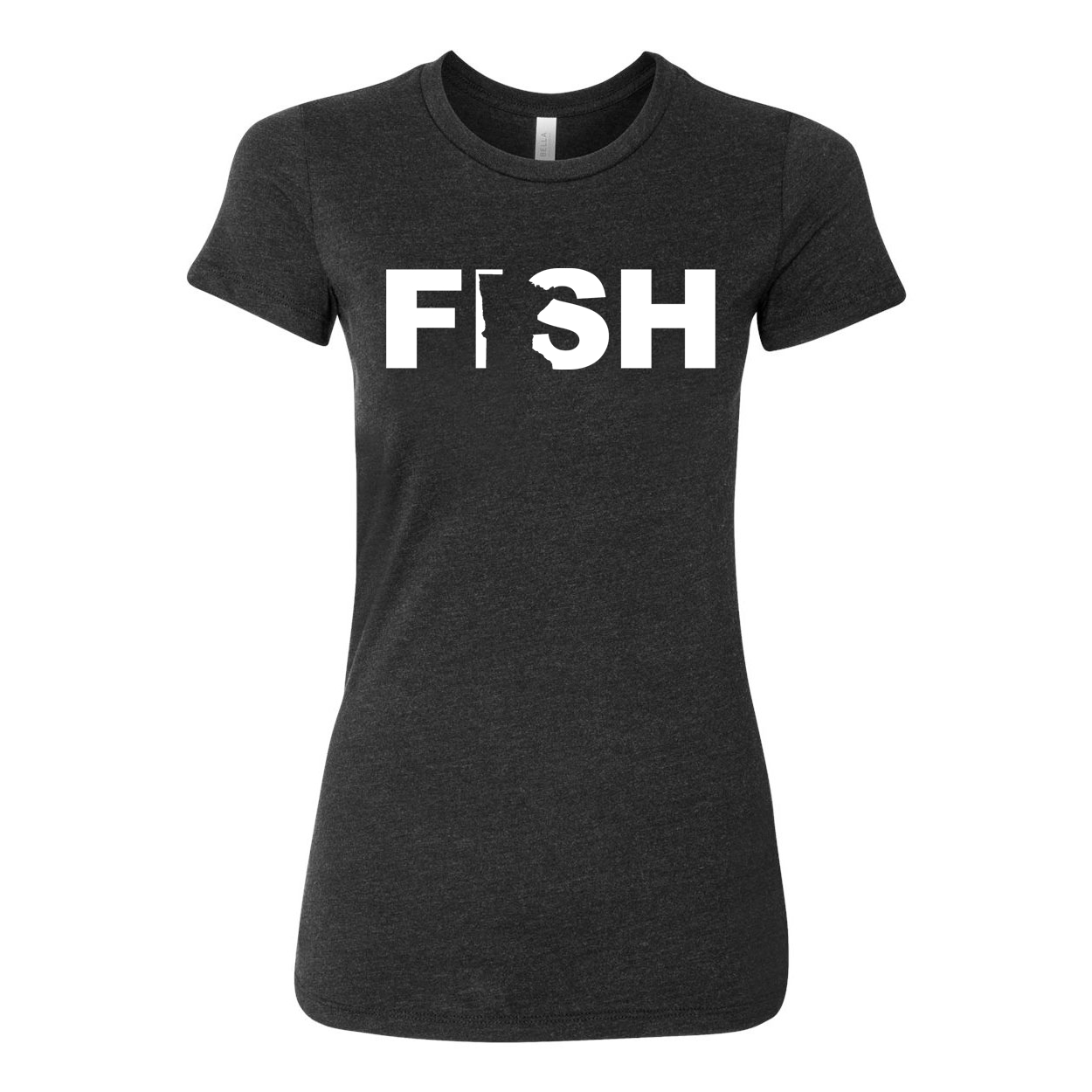 Fish Minnesota Classic Women's Fitted Tri-Blend T-Shirt Dark Heather Gray (White Logo)