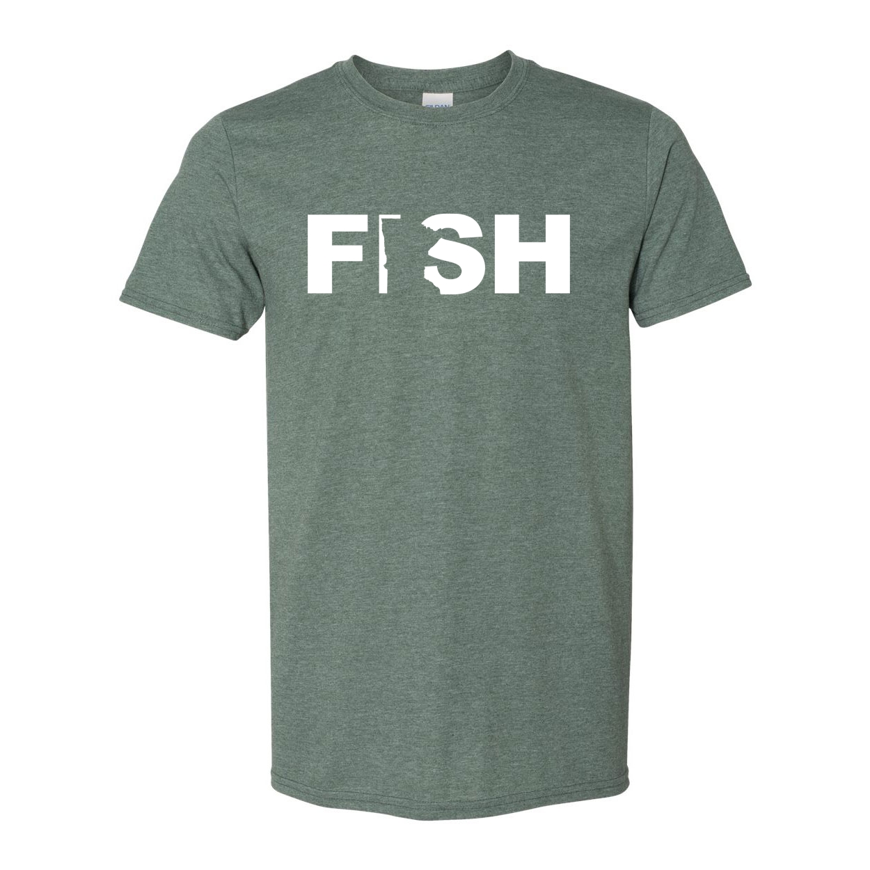 Fish Minnesota Classic T-Shirt Heather Military Green (White Logo)