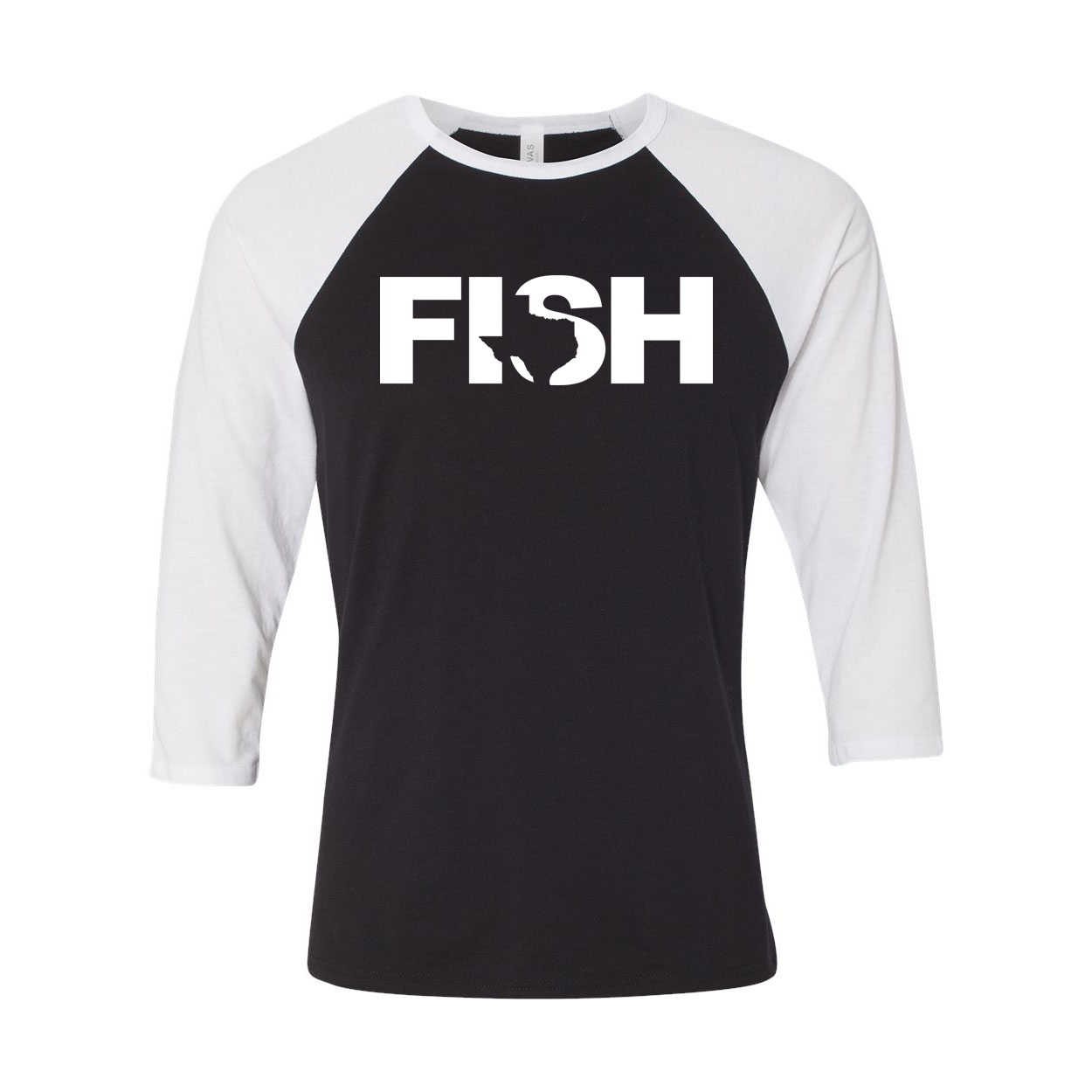 Fish Texas Classic Raglan Shirt Black/White (White Logo)