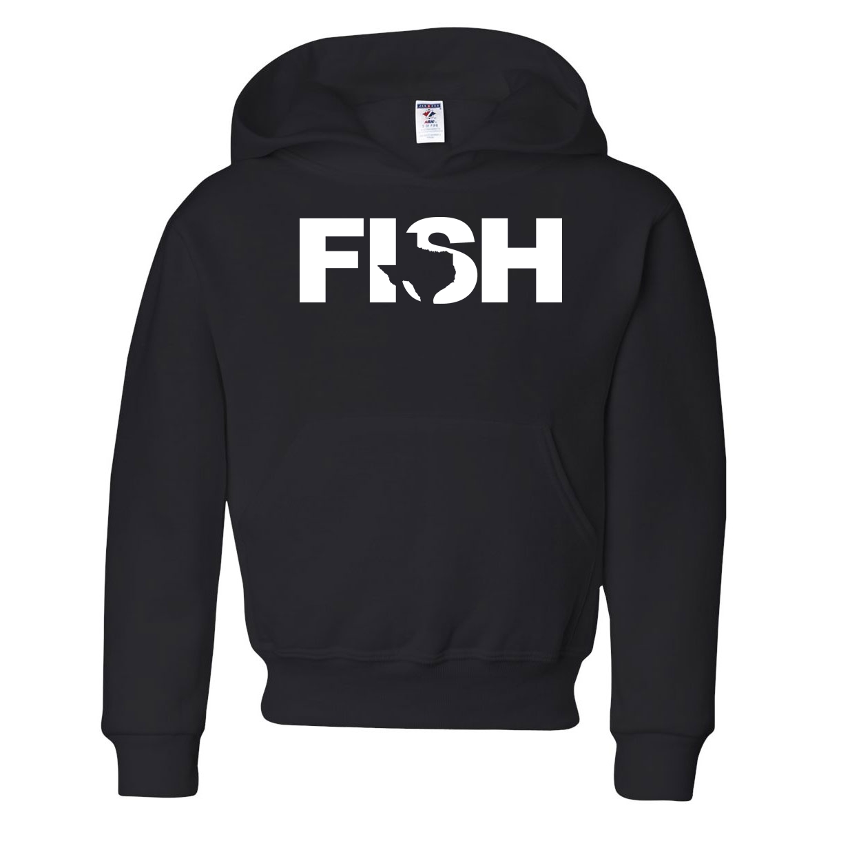 Fish Texas Classic Youth Sweatshirt Black (White Logo)
