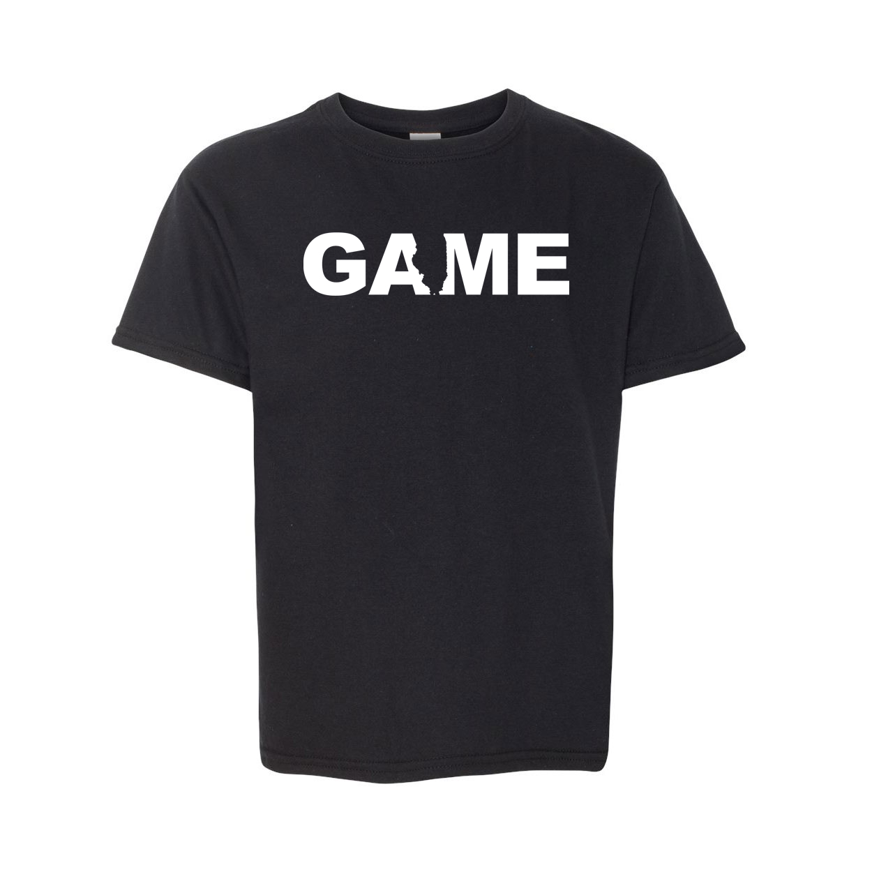 Game Illinois Classic Youth T-Shirt Black (White Logo)