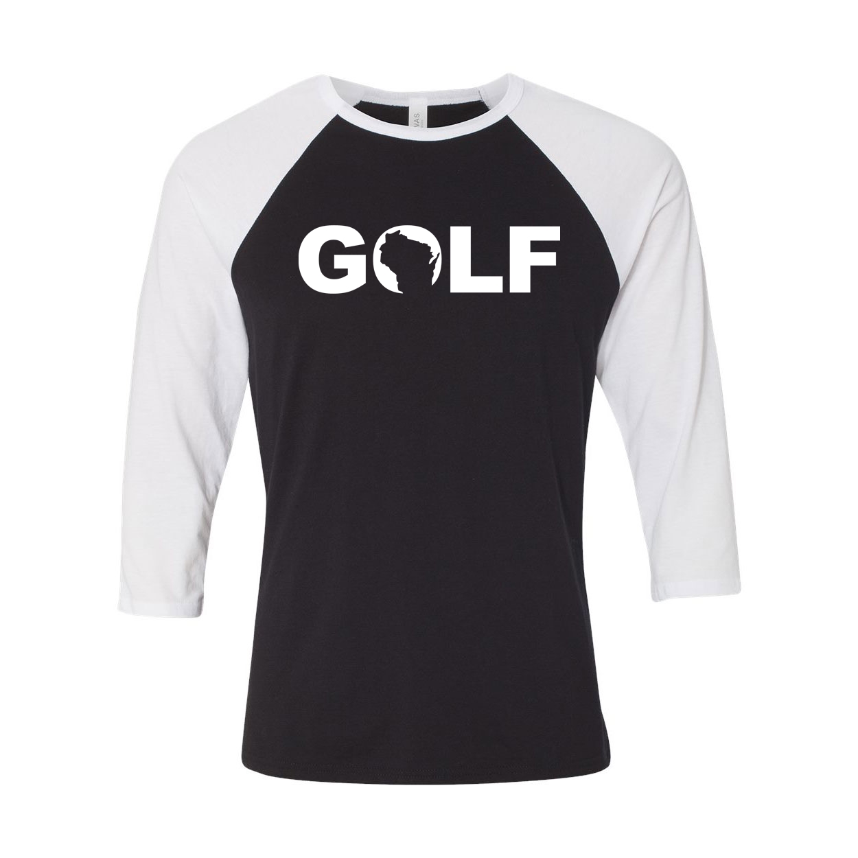 Golf Wisconsin Classic Raglan Shirt Black/White (White Logo)