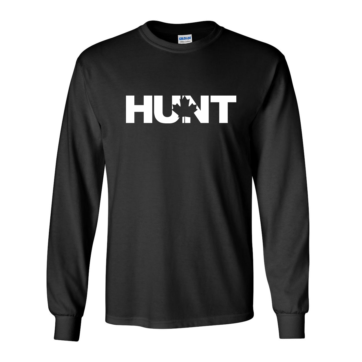 Hunt Canada Classic Long Sleeve T-Shirt Black (White Logo)