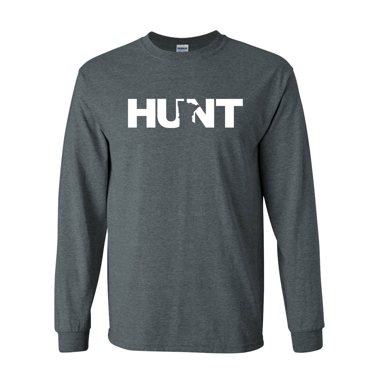 Hunt Minnesota Classic Long Sleeve T-Shirt Dark Heather (White Logo)
