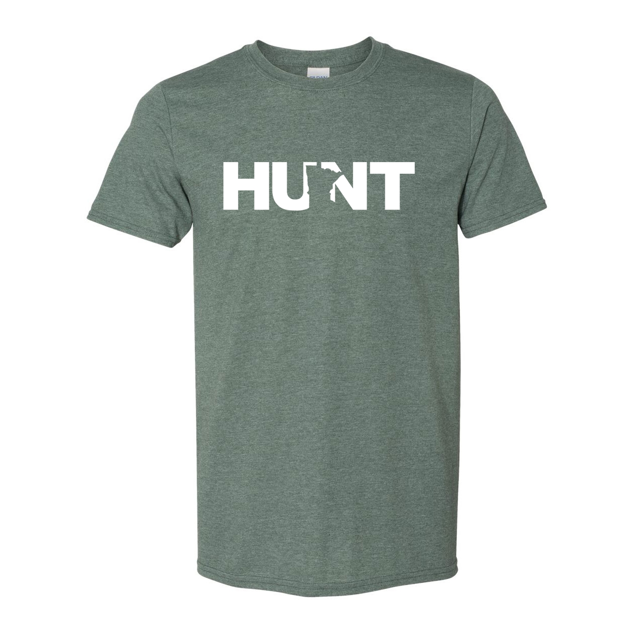 Hunt Minnesota Classic T-Shirt Heather Military Green (White Logo)