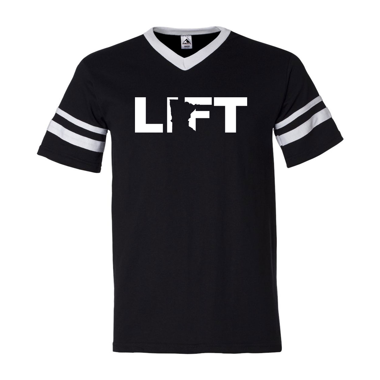 Lift Minnesota Classic Premium Striped Jersey T-Shirt Black/White (White Logo)