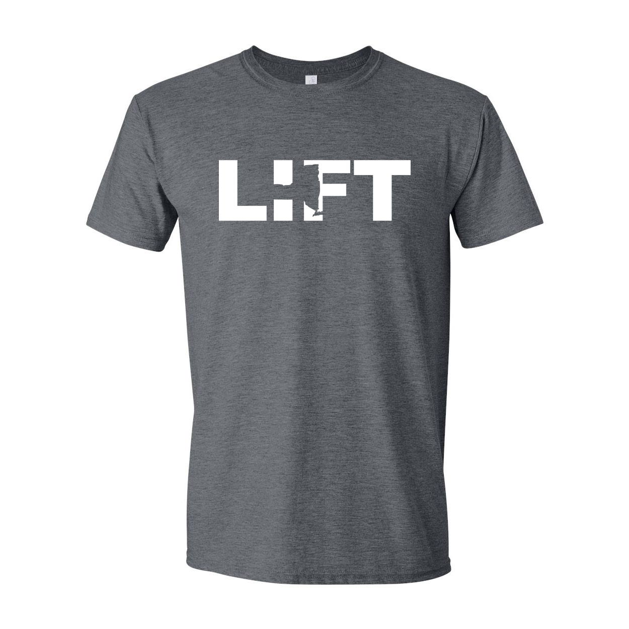 Lift New York Classic T-Shirt Dark Heather Gray (White Logo)