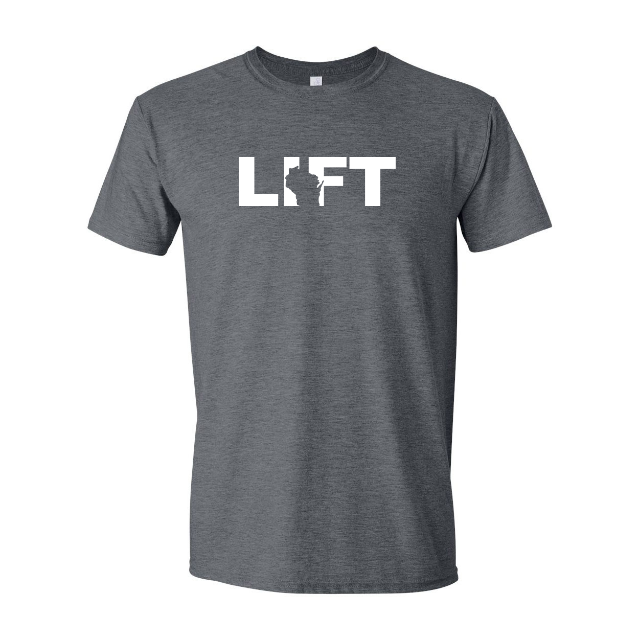Lift Wisconsin Classic T-Shirt Dark Heather Gray (White Logo)