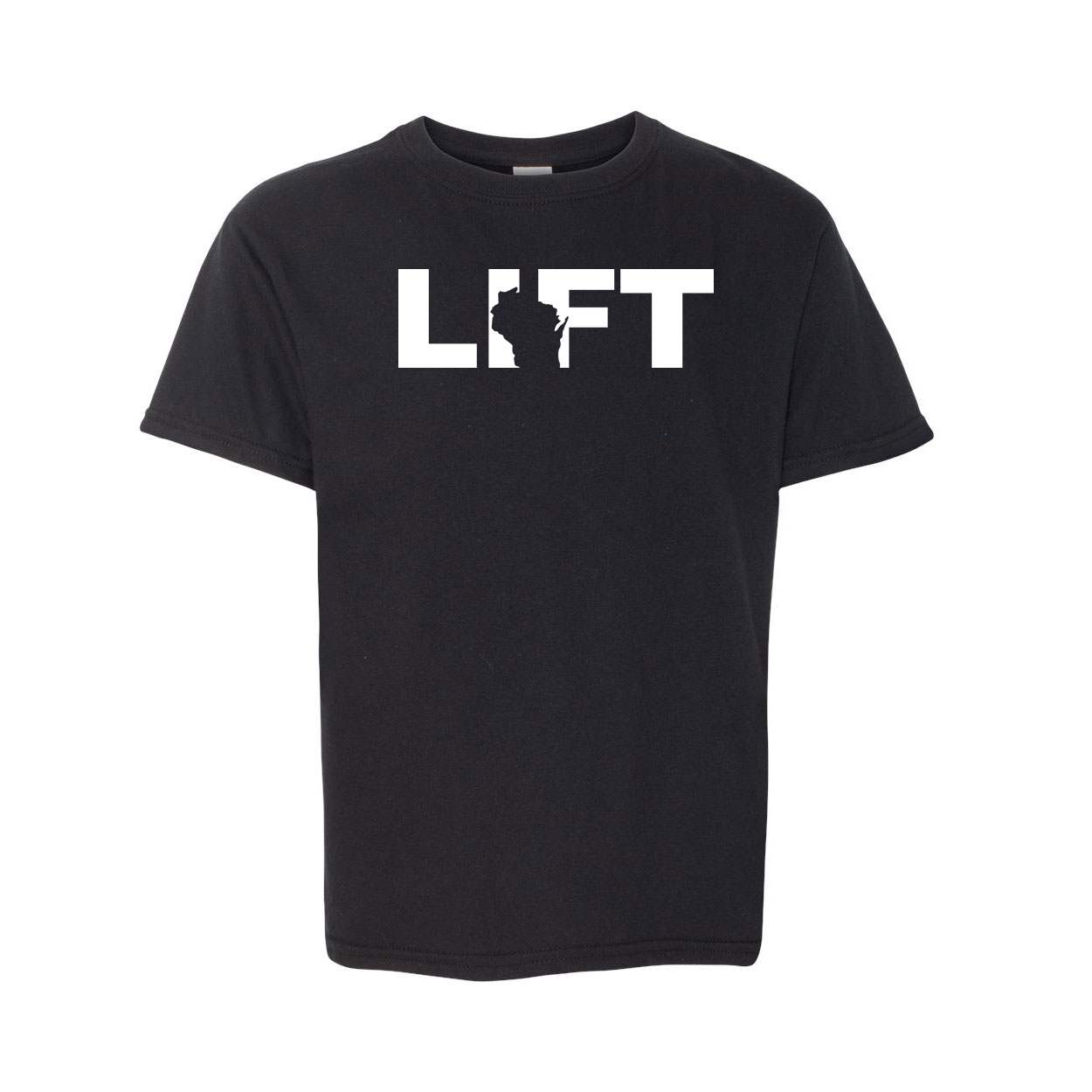 Lift Wisconsin Classic Youth T-Shirt Black (White Logo)