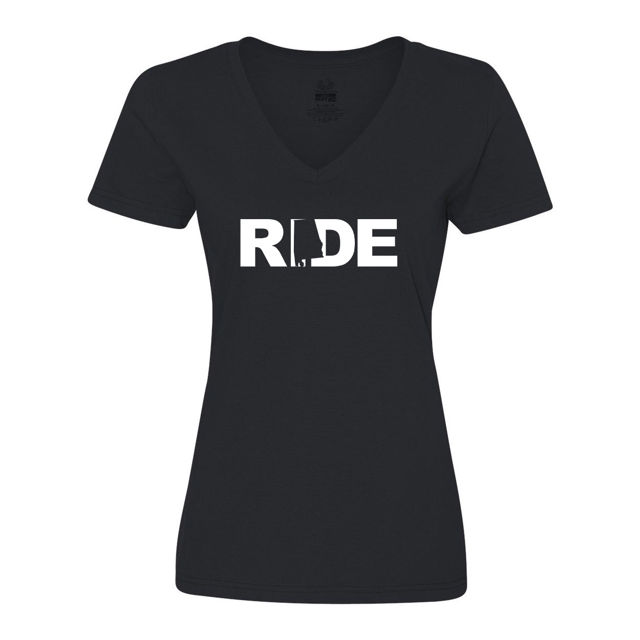 Ride Alabama Classic Womens V-Neck Shirt Black (White Logo)