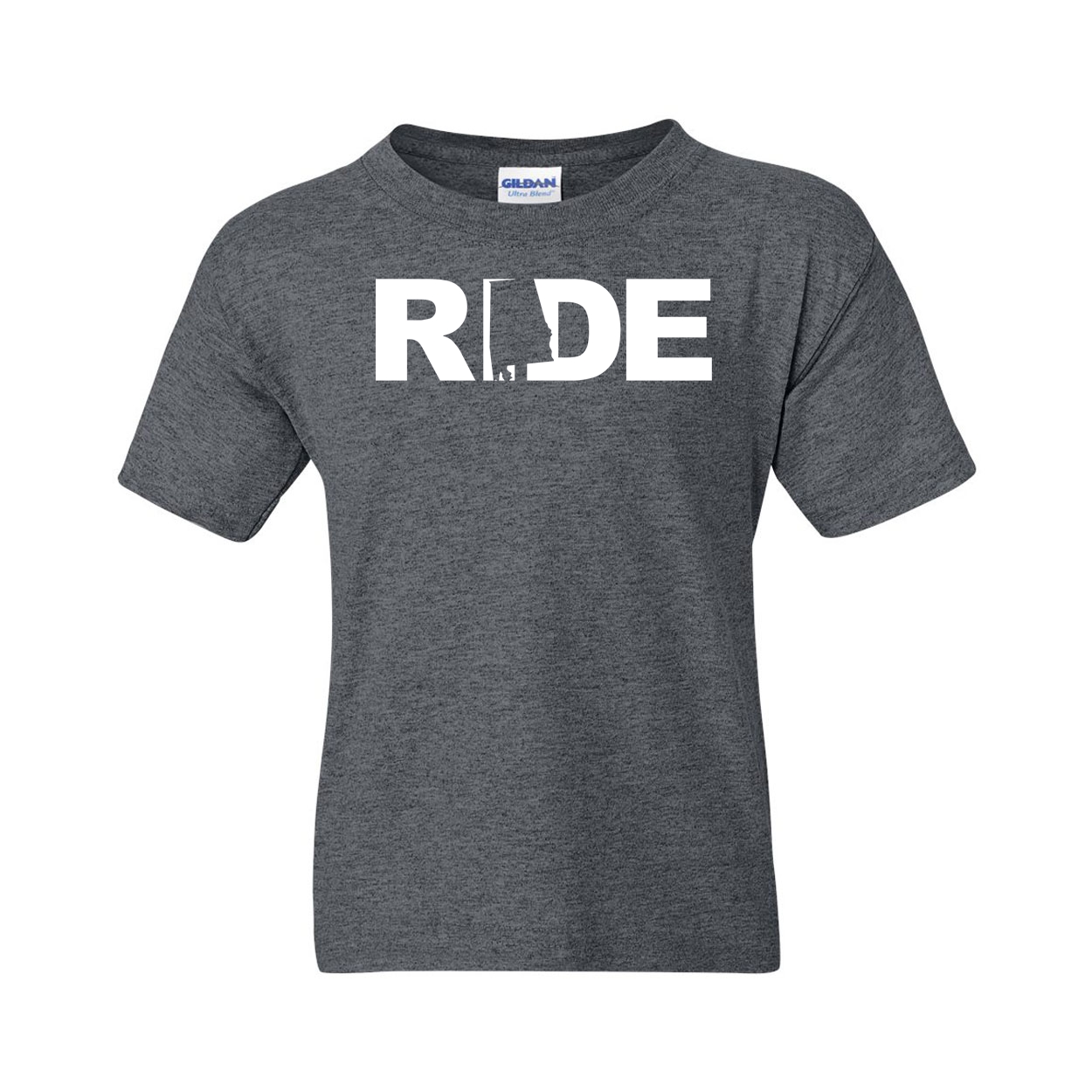 Ride Alabama Classic Youth T-Shirt Dark Heather Gray (White Logo)
