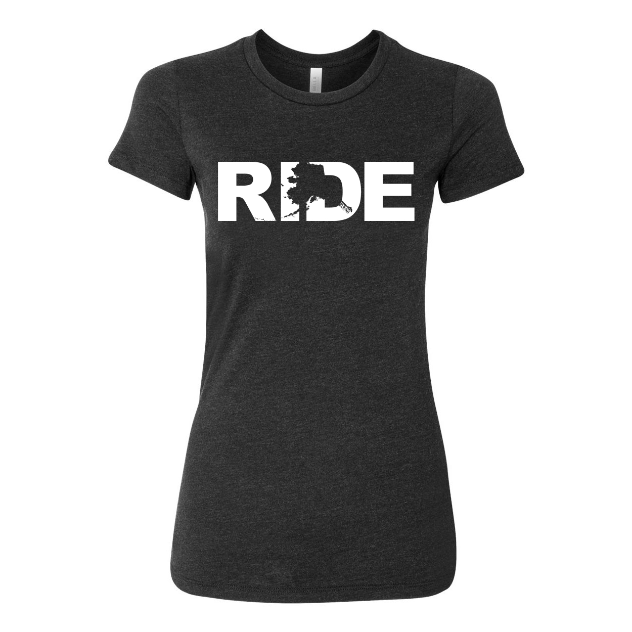 Ride Alaska Classic Women's Fitted Tri-Blend T-Shirt Dark Heather Gray (White Logo)