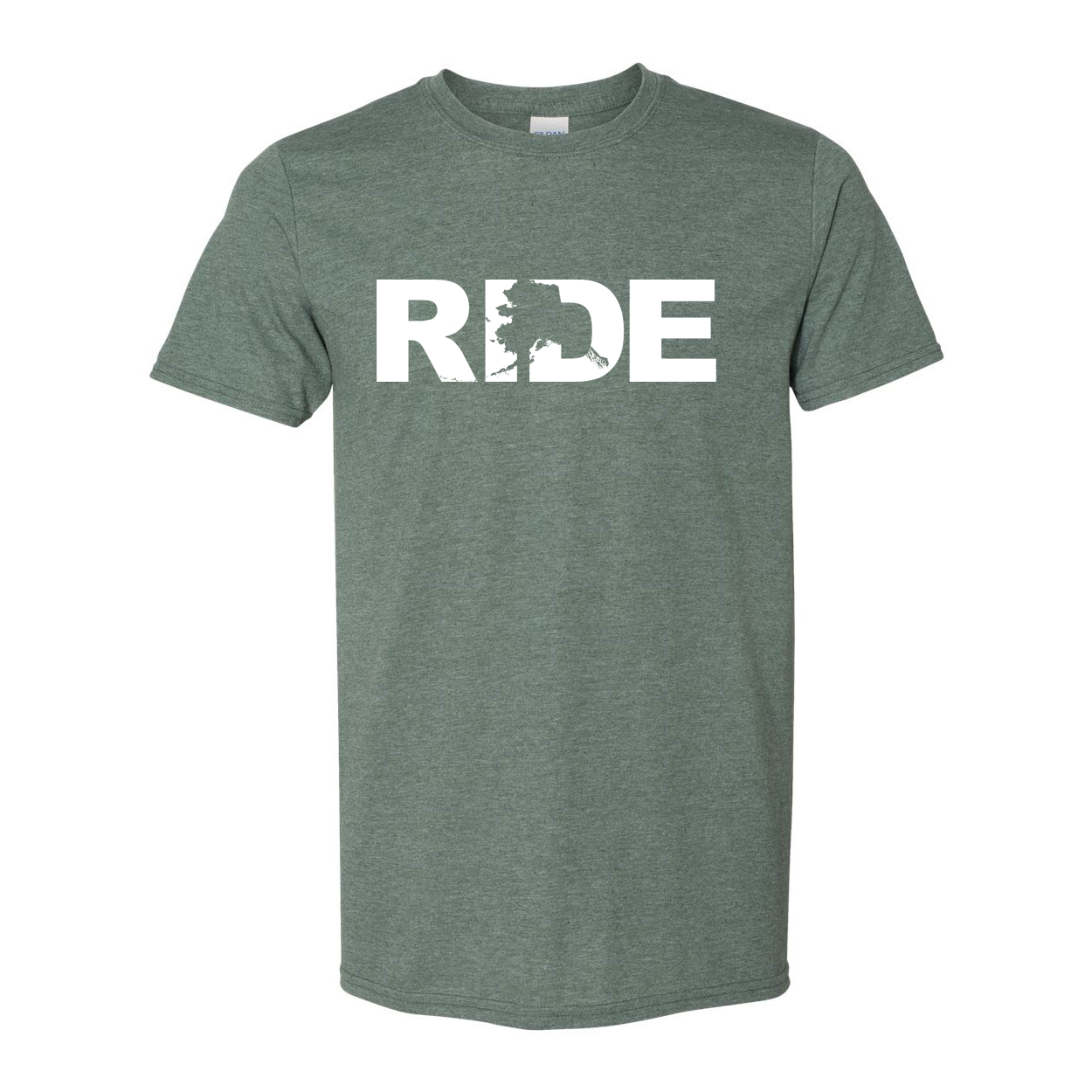 Ride Alaska Classic T-Shirt Heather Military Green (White Logo)