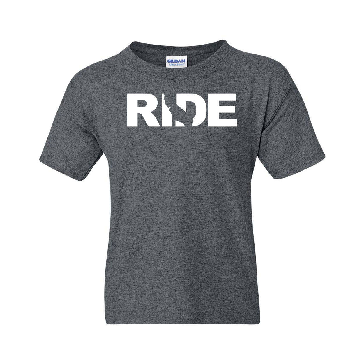 Ride California Classic Youth T-Shirt Dark Heather Gray (White Logo)