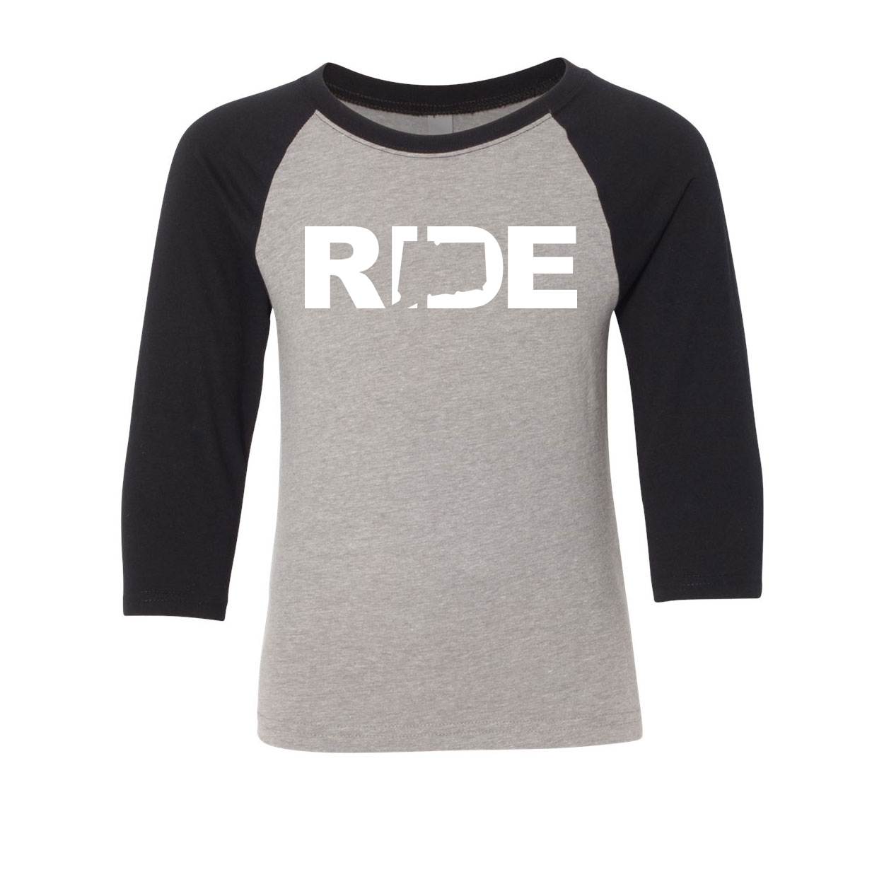 Ride Connecticut Classic Youth Premium Raglan Shirt Gray/Black (White Logo)