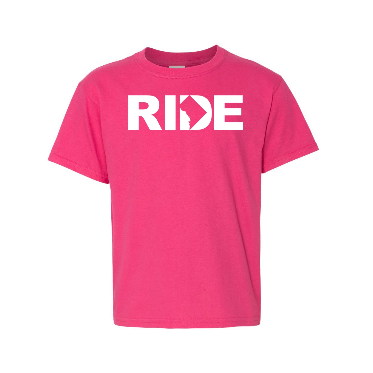 Ride District of Columbia Classic Youth T-Shirt Pink (White Logo)