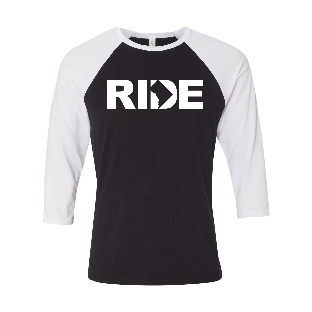 Ride District of Columbia Classic Raglan Shirt Black/White (White Logo)