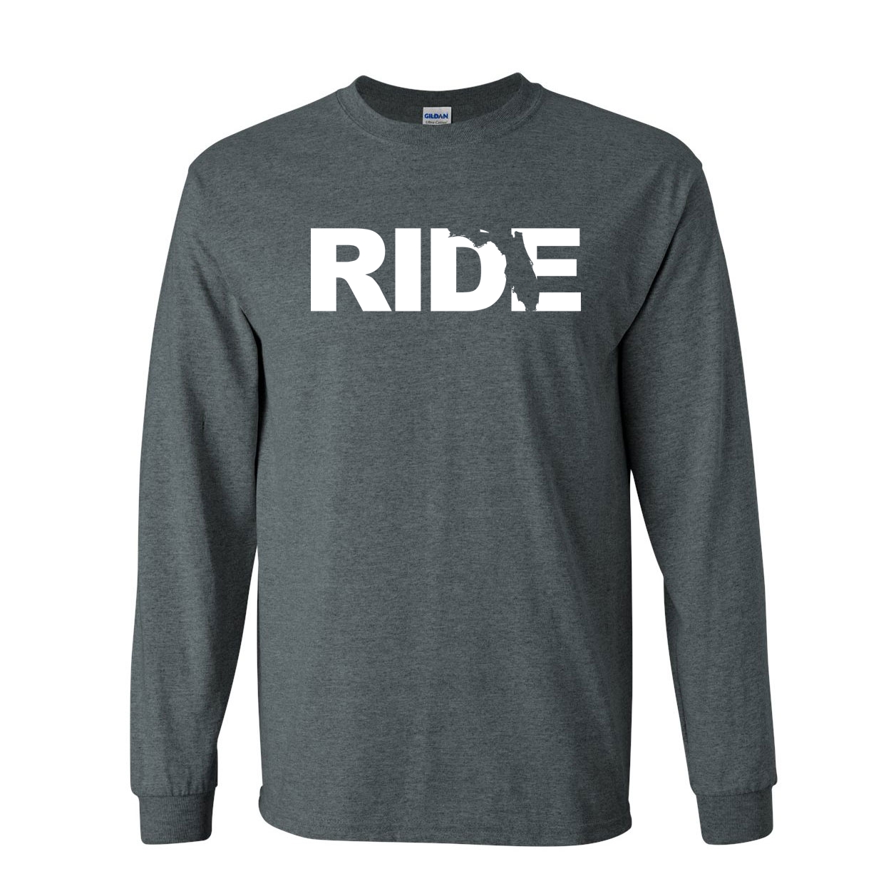 Ride Florida Classic Long Sleeve T-Shirt Dark Heather (White Logo)