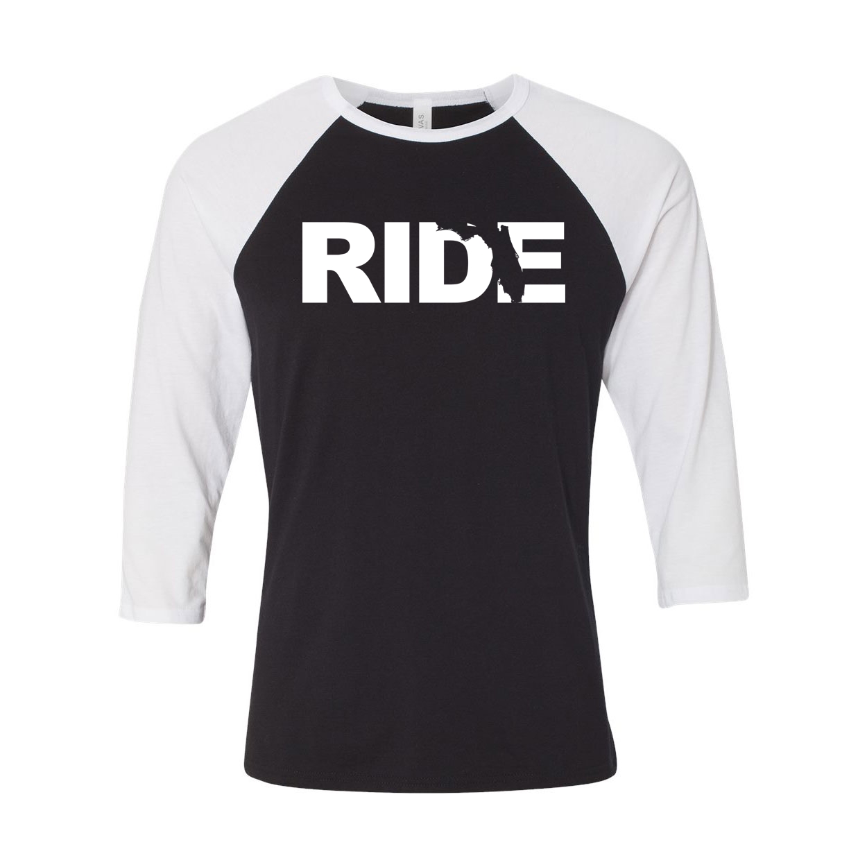 Ride Florida Classic Raglan Shirt Black/White (White Logo)