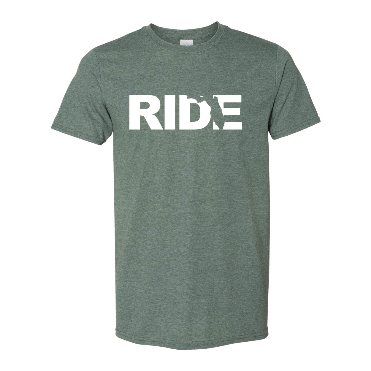 Ride Florida Classic T-Shirt Heather Military Green (White Logo)