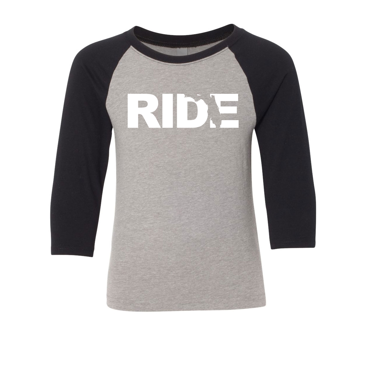 Ride Florida Classic Youth Premium Raglan Shirt Gray/Black (White Logo)