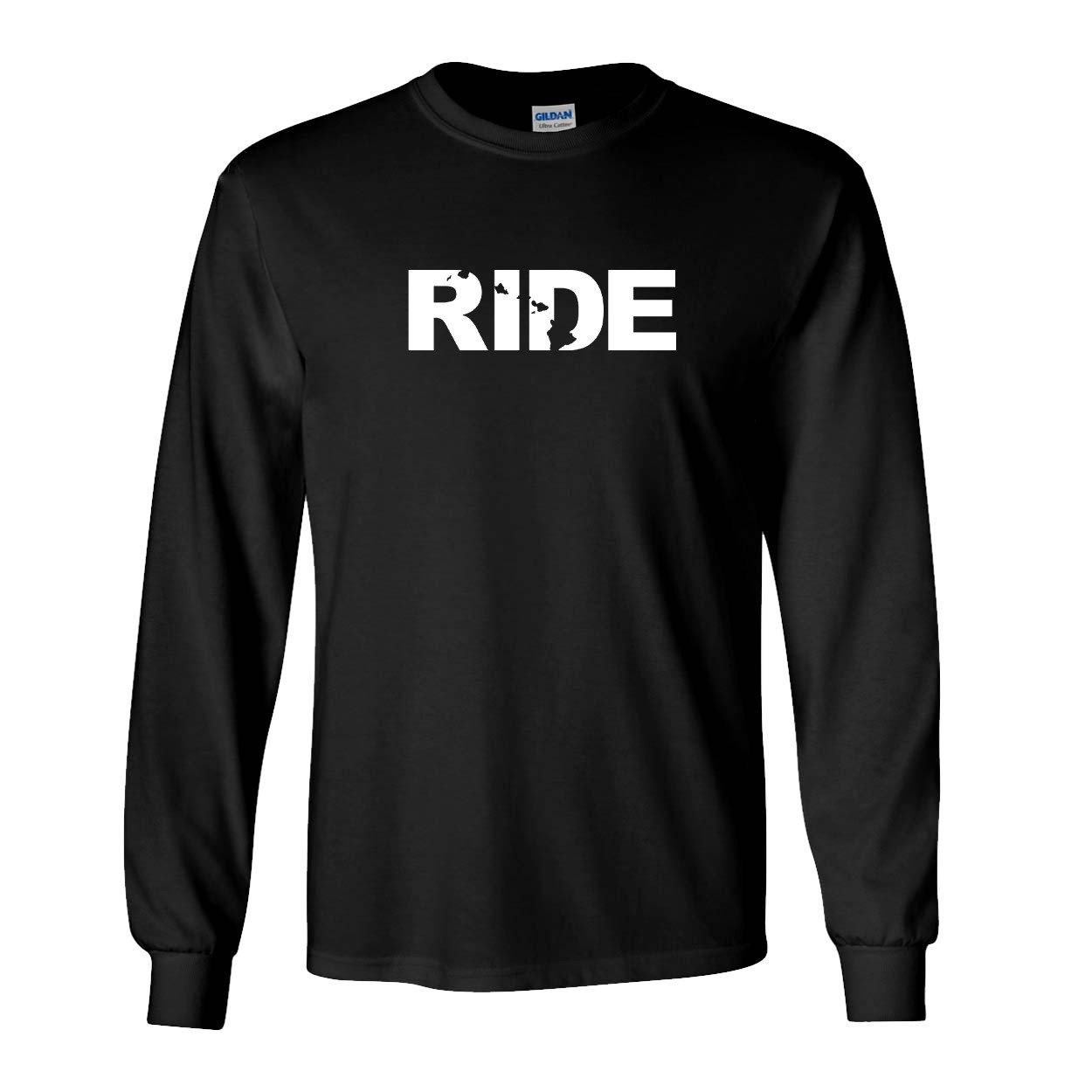 Ride Hawaii Classic Long Sleeve T-Shirt Black (White Logo)