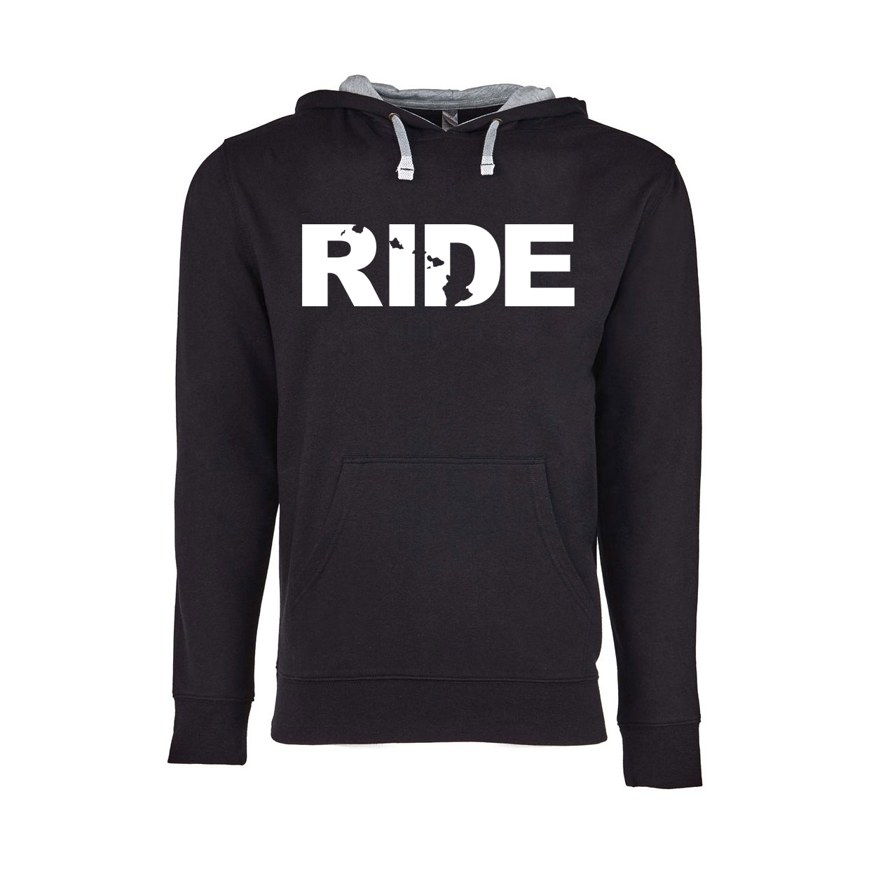 Ride Hawaii Classic Lightweight Sweatshirt Black/Heather Gray (White Logo)