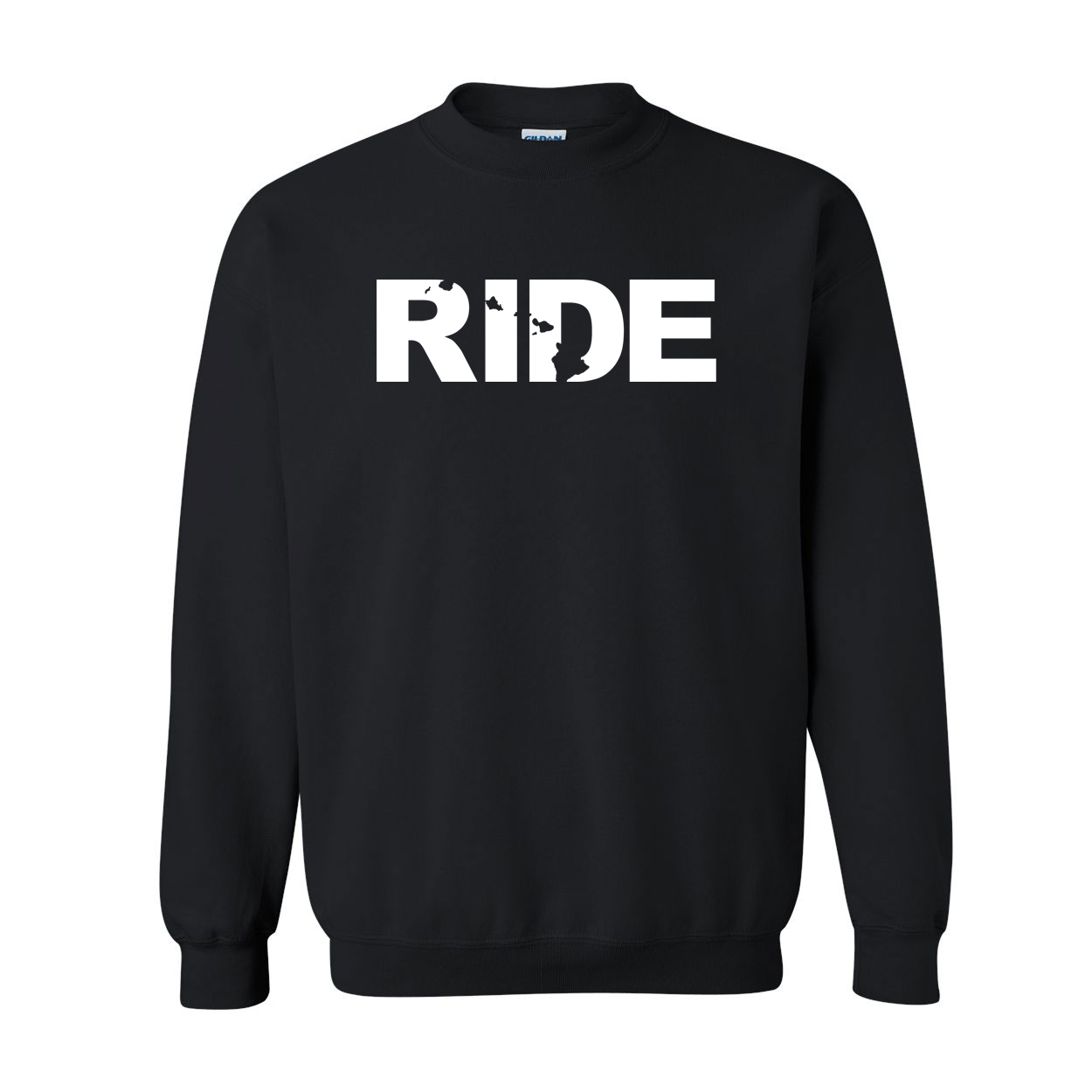 Ride Hawaii Classic Crewneck Sweatshirt Black (White Logo)
