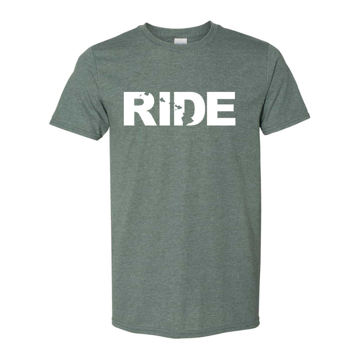 Ride Hawaii Classic T-Shirt Heather Military Green (White Logo)
