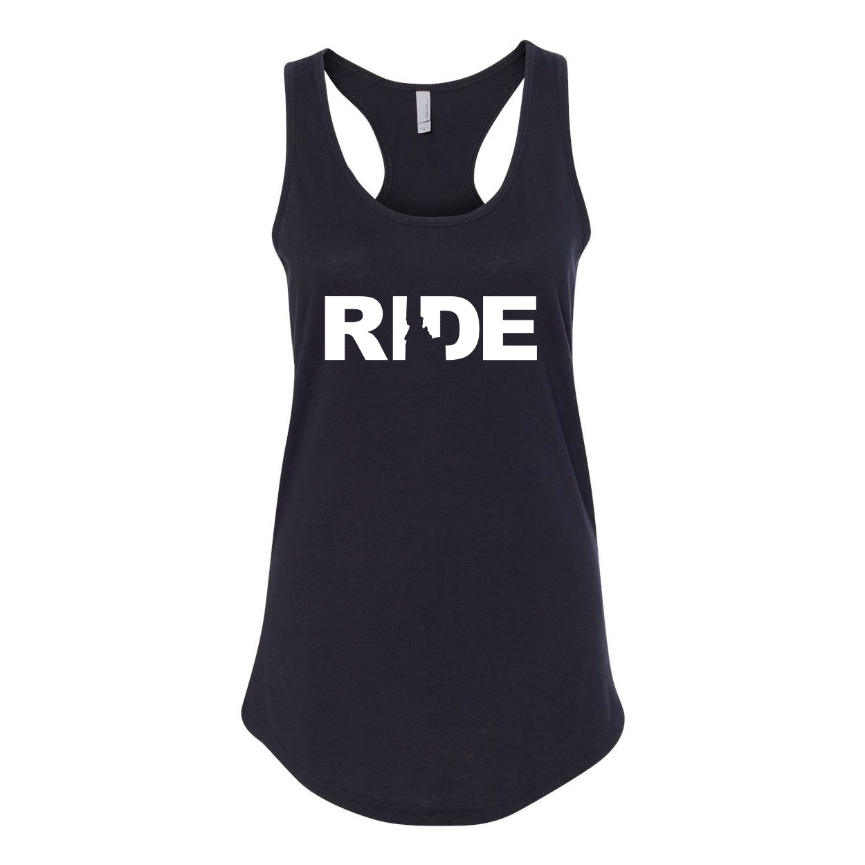 Ride Idaho Classic Women's Racerback Tank Top Black (White Logo)