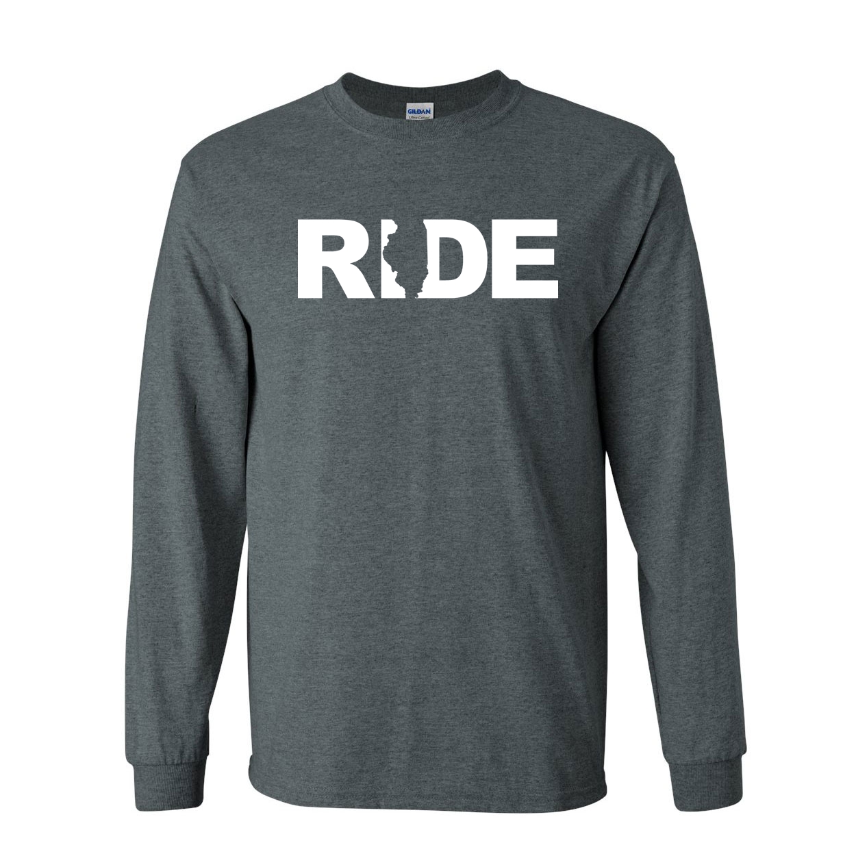 Ride Illinois Classic Long Sleeve T-Shirt Dark Heather (White Logo)