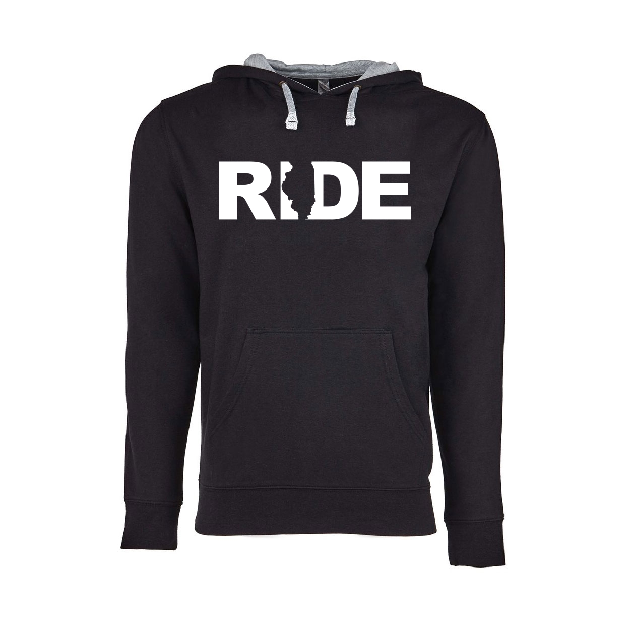 Ride Illinois Classic Lightweight Sweatshirt Black/Heather Gray (White Logo)