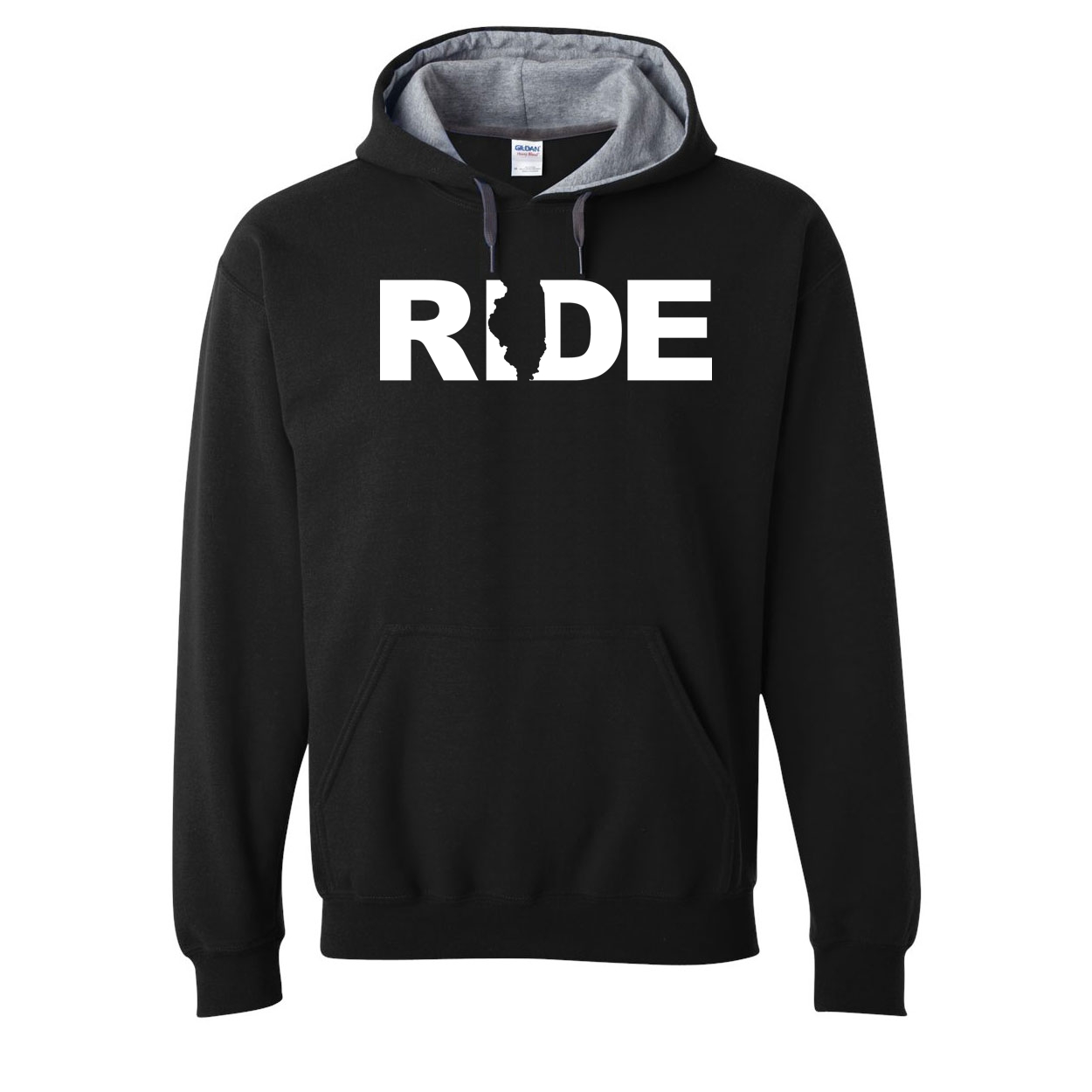 Ride Illinois Classic Contrast Sweatshirt Black (White Logo)