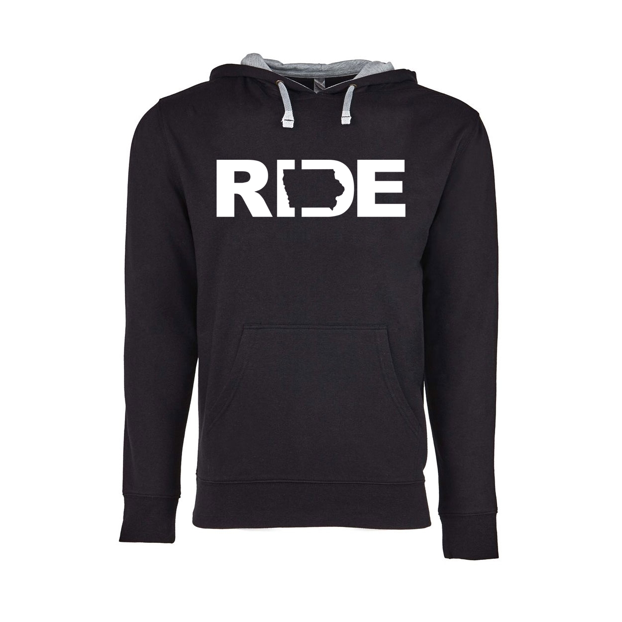 Ride Iowa Classic Lightweight Sweatshirt Black/Heather Gray (White Logo)