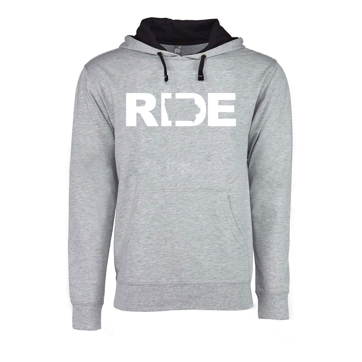 Ride Iowa Classic Lightweight Sweatshirt Heather Gray/Black (White Logo)